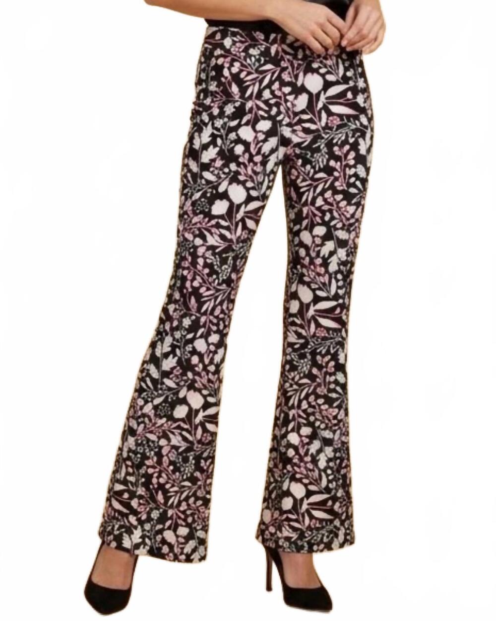 NEW LULU-B colorful palazzo pants in black/pink